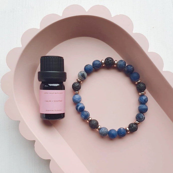 Essential Oil Diffuser Bracelet Gift Set- Blue Sodalite