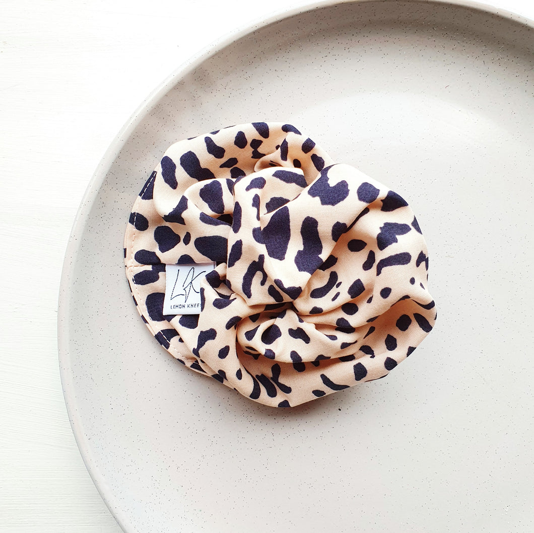 Large Luxe Scrunchie - Pink & Navy Leopard Print
